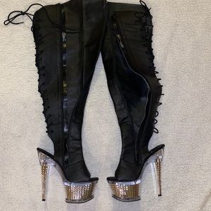 LEATHER THIGH HIGH BOOTS